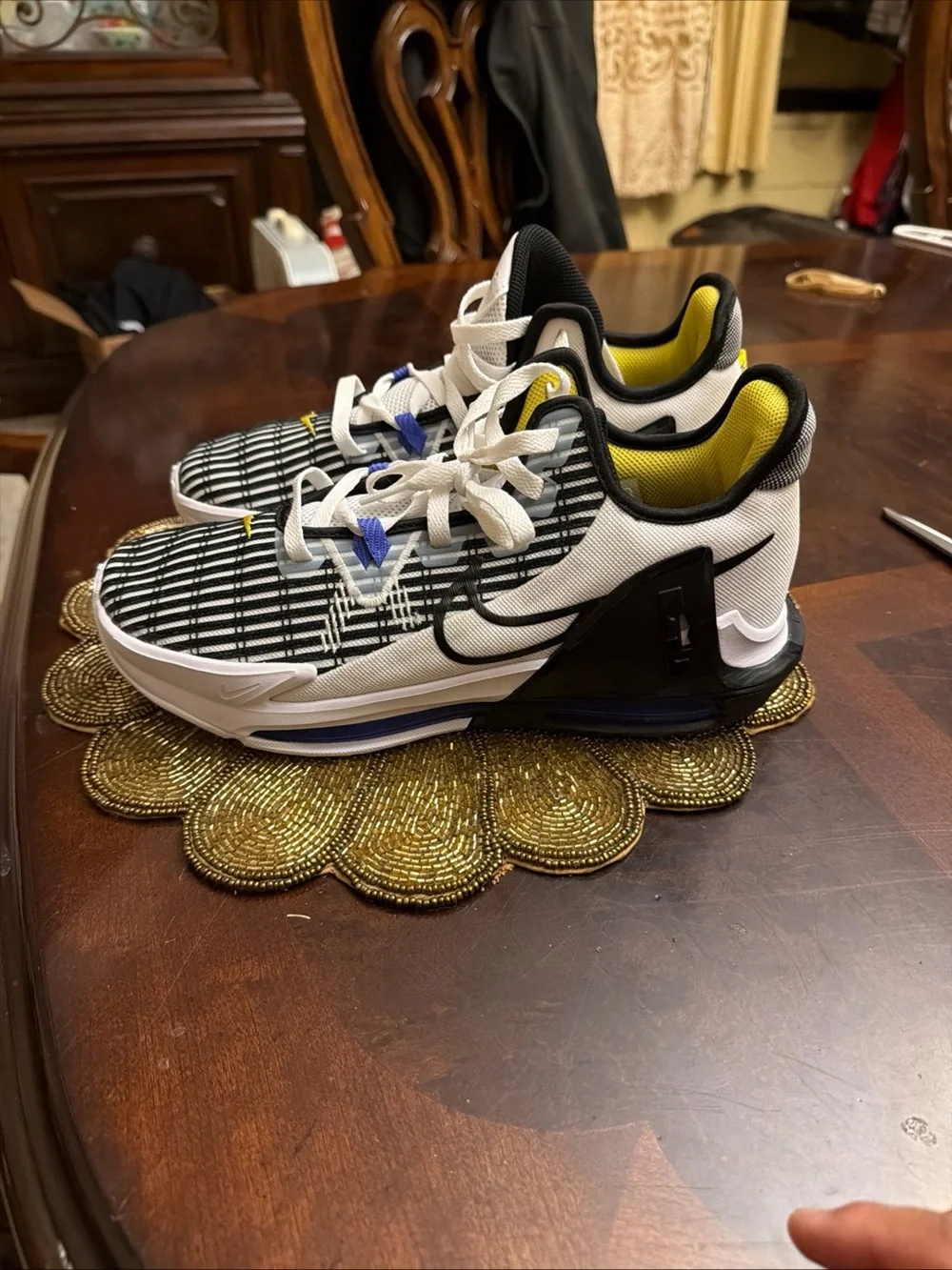 Nike Kids Black & White Sneakers with Yellow and Blue Accents